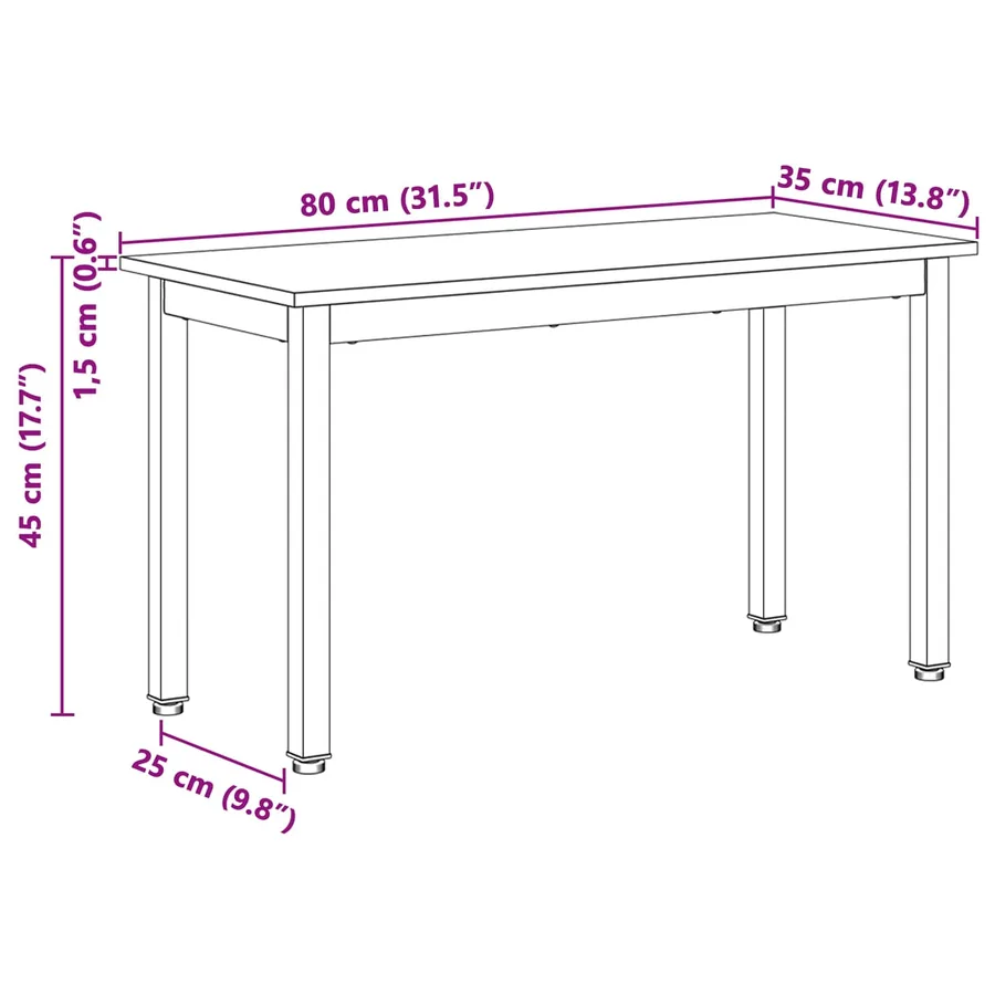 banc Naturel 80 x 35 x 45 cm Bois de pin massif - 10