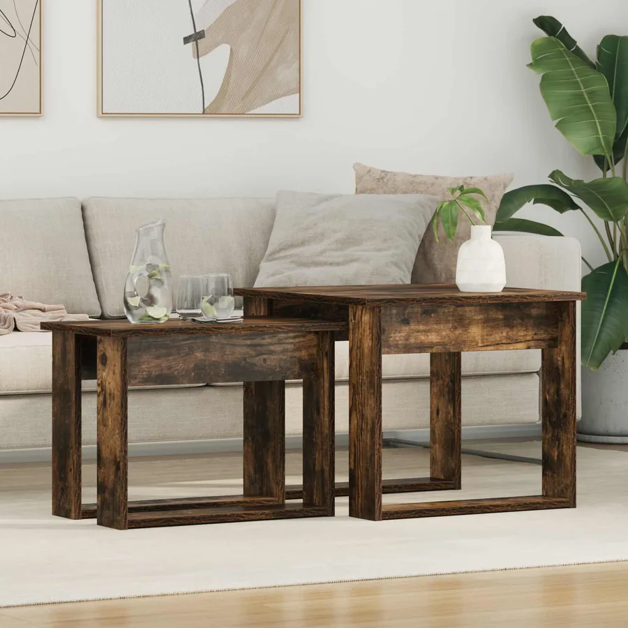 Ensemble de tables basses 2 pcs Chêne fumé Bois d'ingénierie