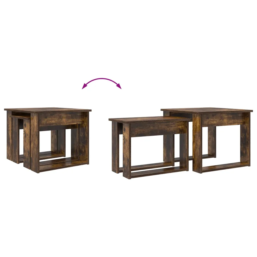 Ensemble de tables basses 2 pcs Chêne fumé Bois d'ingénierie - 12