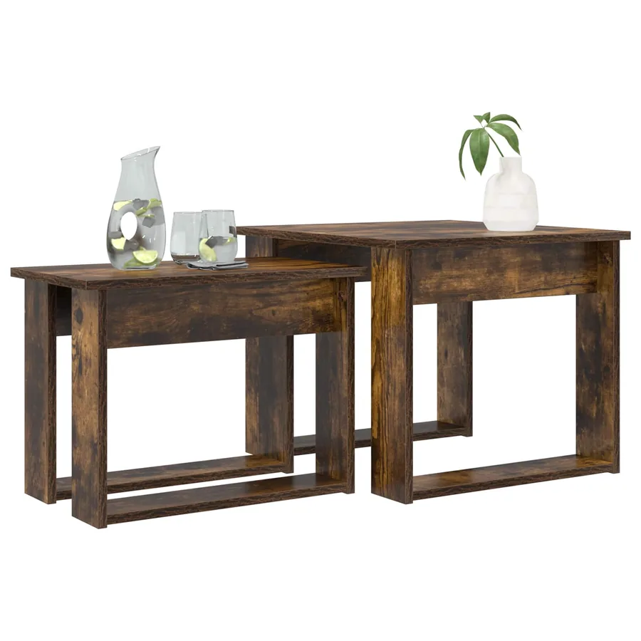 Ensemble de tables basses 2 pcs Chêne fumé Bois d'ingénierie - 3