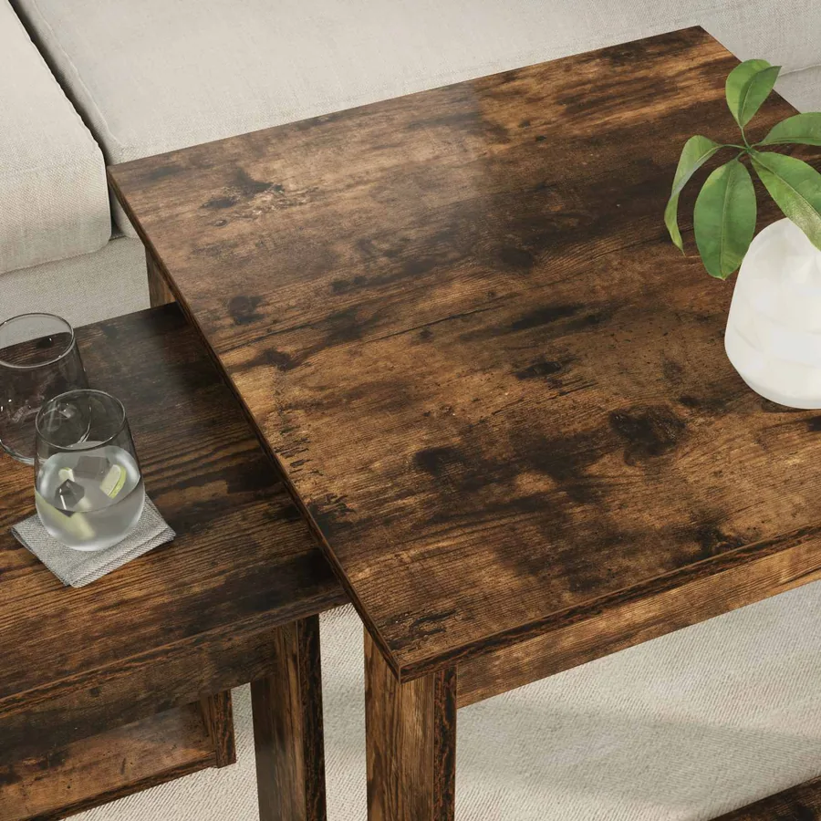 Ensemble de tables basses 2 pcs Chêne fumé Bois d'ingénierie - 4