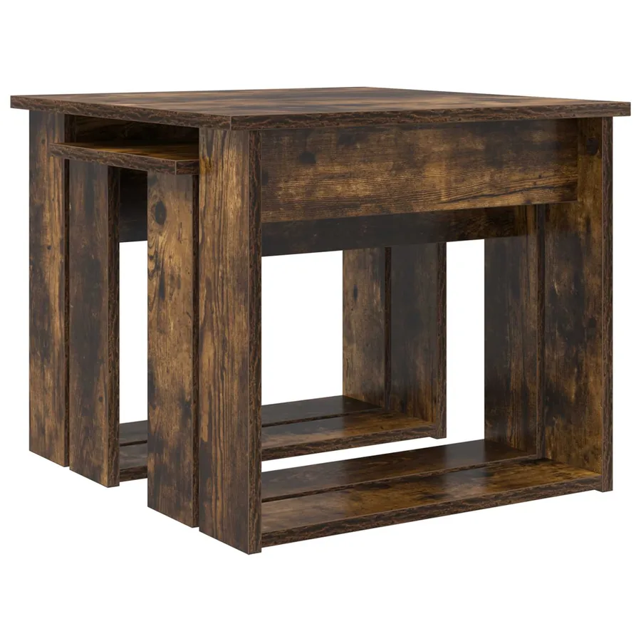 Ensemble de tables basses 2 pcs Chêne fumé Bois d'ingénierie - 5