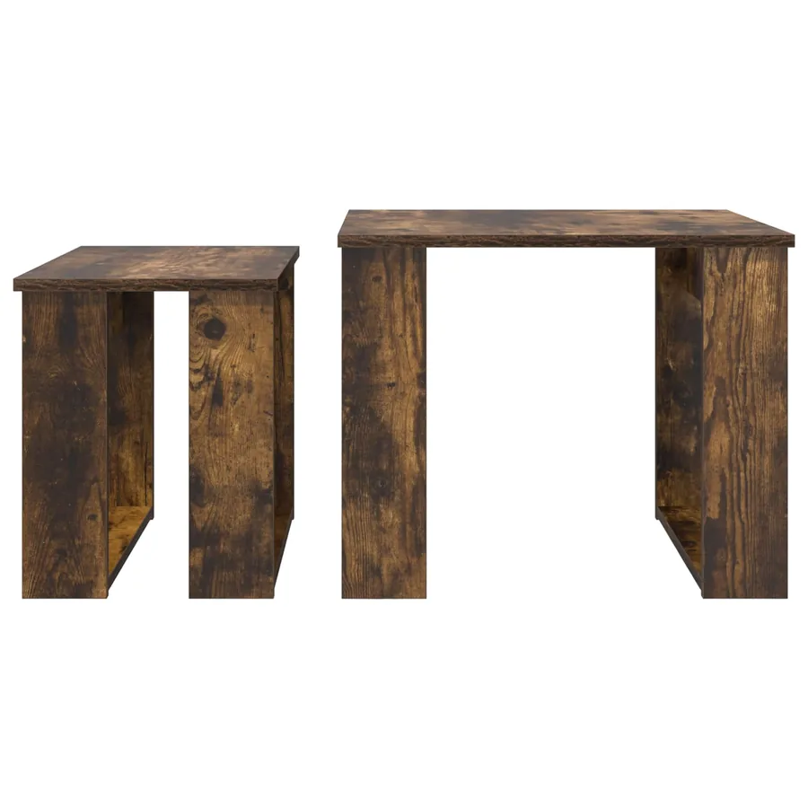 Ensemble de tables basses 2 pcs Chêne fumé Bois d'ingénierie - 9