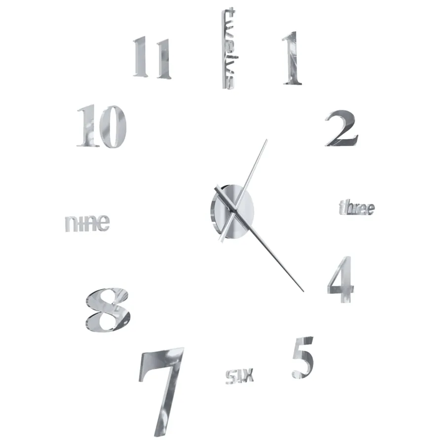 Horloge murale 3D Design moderne 100 cm XXL Argenté - 4