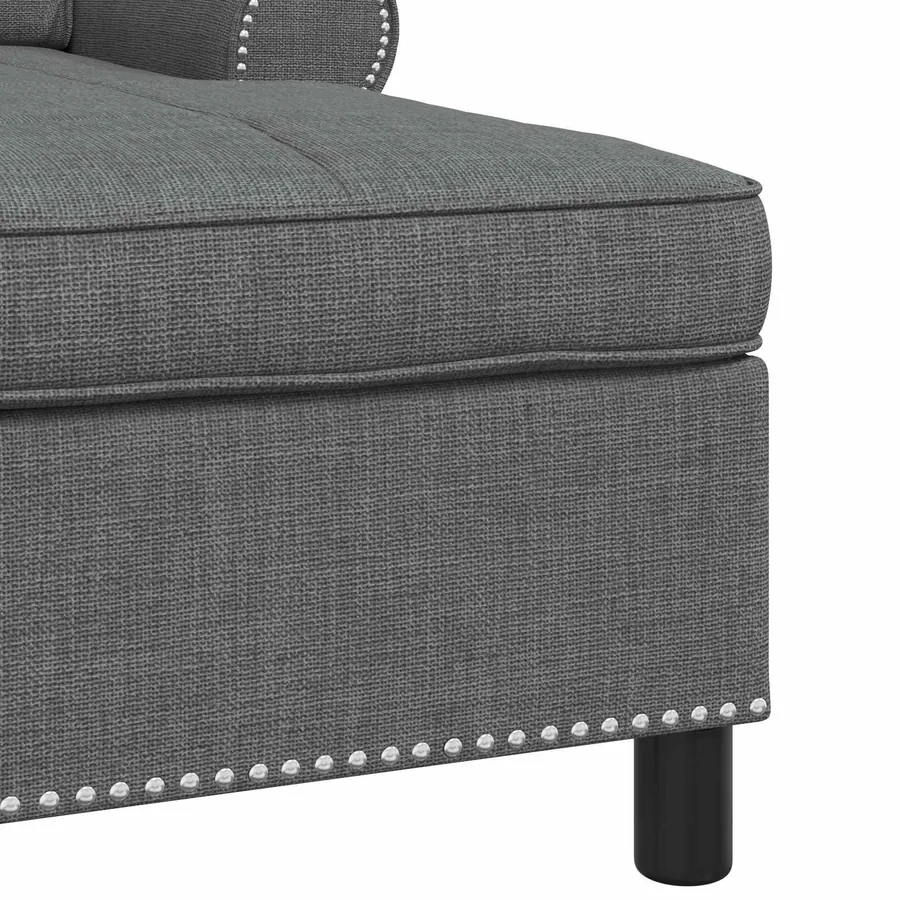 Chaise longue avec coussin Gris foncé 91 x 157 x 91 cm tissu - 7
