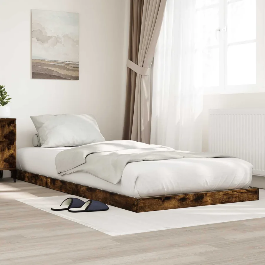 Cadre de lit surélevé Chêne fumé 80 x 200 cm Bois d'ingénierie