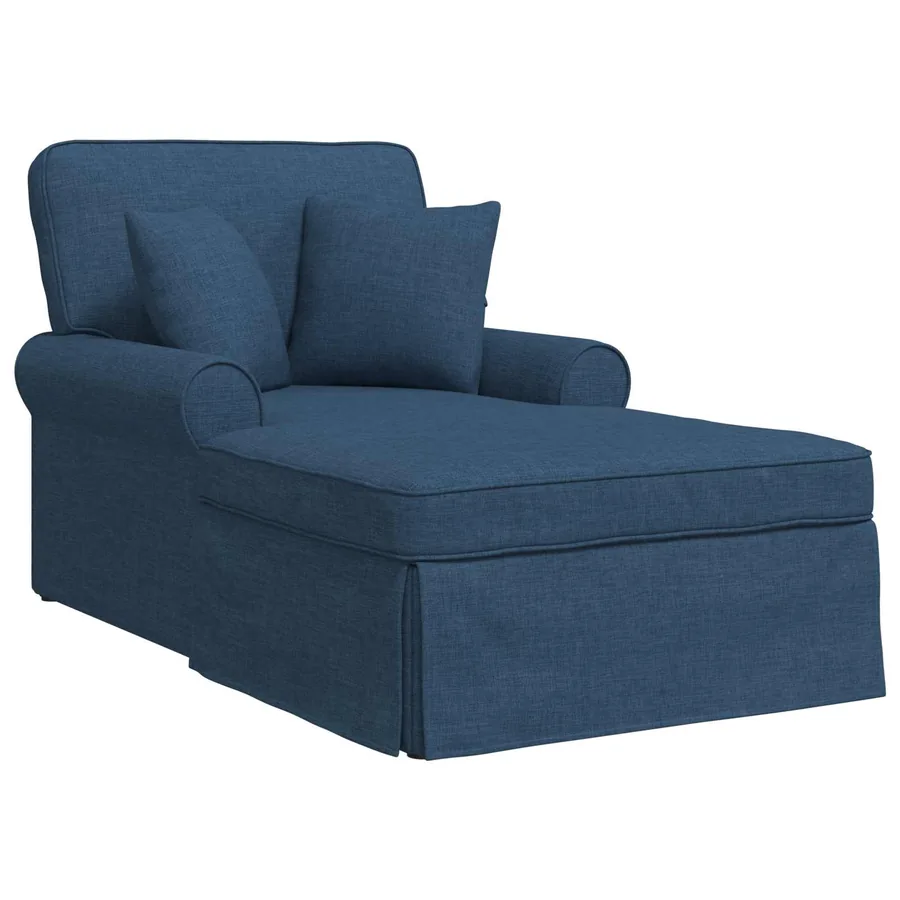 Chaise lounge avec jupe avec coussin 3 pcs Bleu tissu - 2