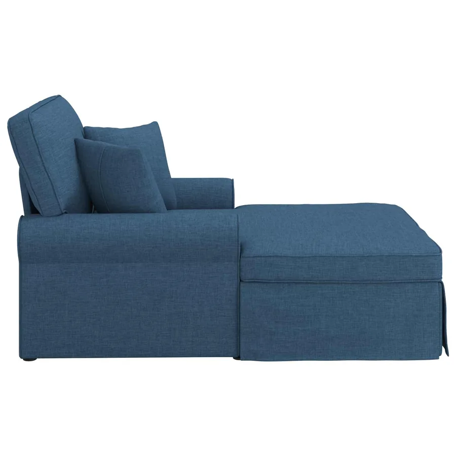 Chaise lounge avec jupe avec coussin 3 pcs Bleu tissu - 5