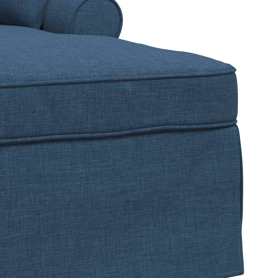 Chaise lounge avec jupe avec coussin 3 pcs Bleu tissu - 7