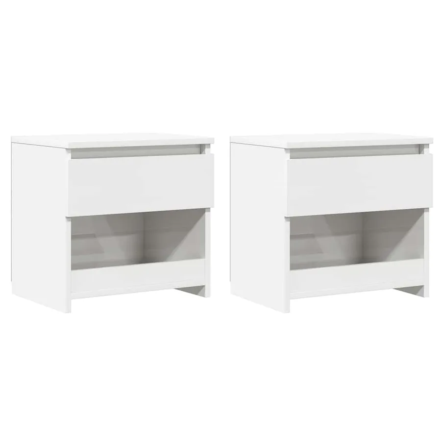 Tables de chevet 2pcs Blanc brillant 40x30x39cm Bois ingénierie - 2