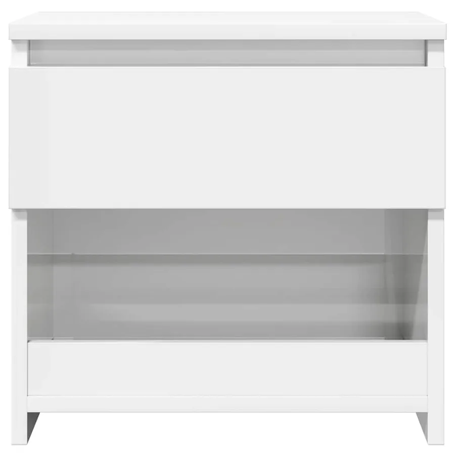 Tables de chevet 2pcs Blanc brillant 40x30x39cm Bois ingénierie - 5