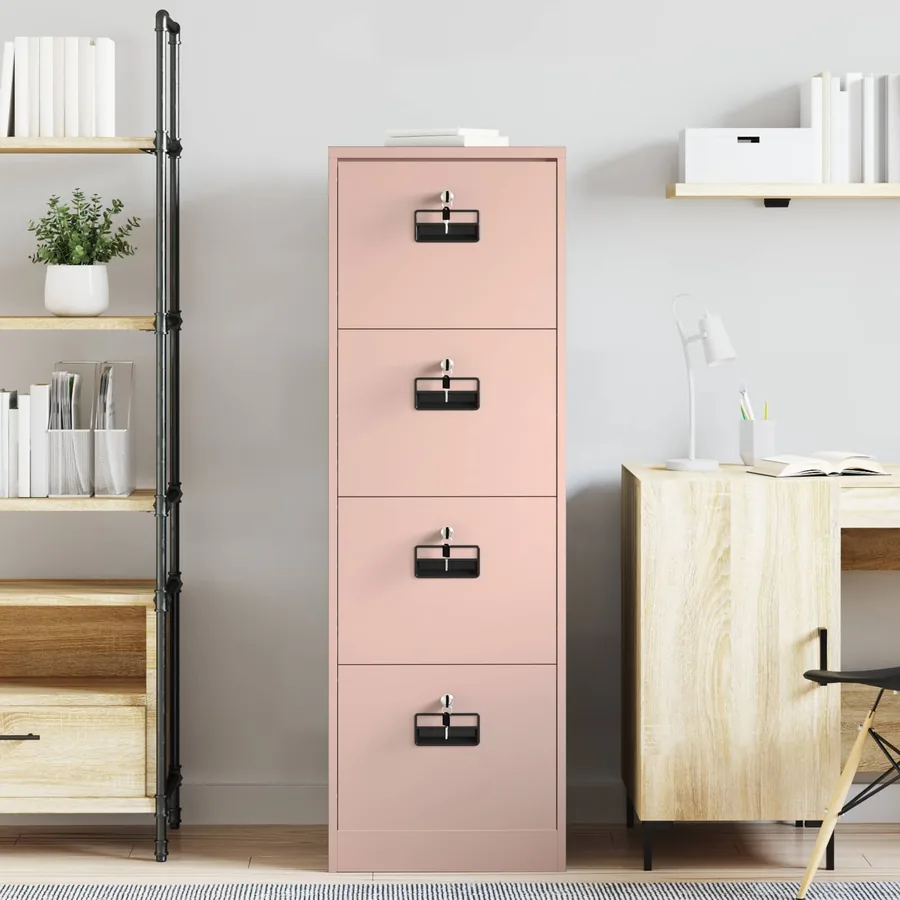 Cabinet de Dossier Rose 44 x 50 x 106.5 cm Acier Laminé à Froid - 4