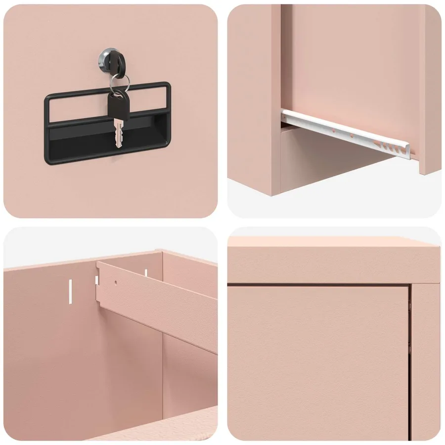 Cabinet de Dossier Rose 44 x 50 x 106.5 cm Acier Laminé à Froid - 8