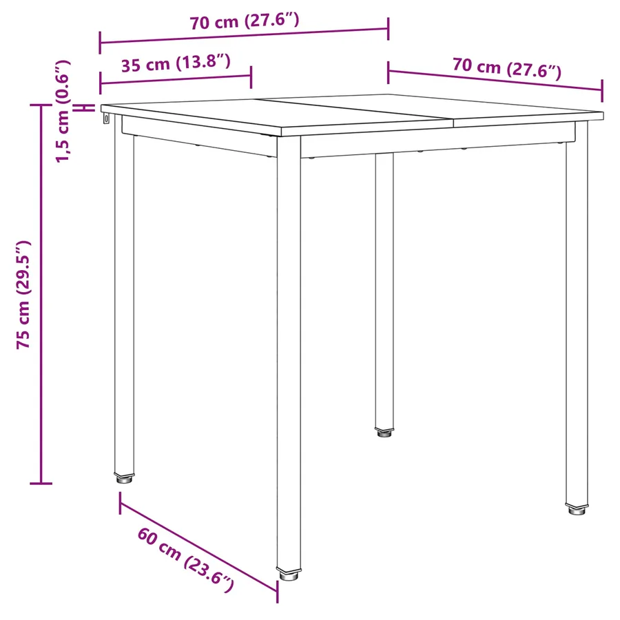 Table de salle à manger / Table de repas 70 x 70 x 75 cm MÉTAL - 8