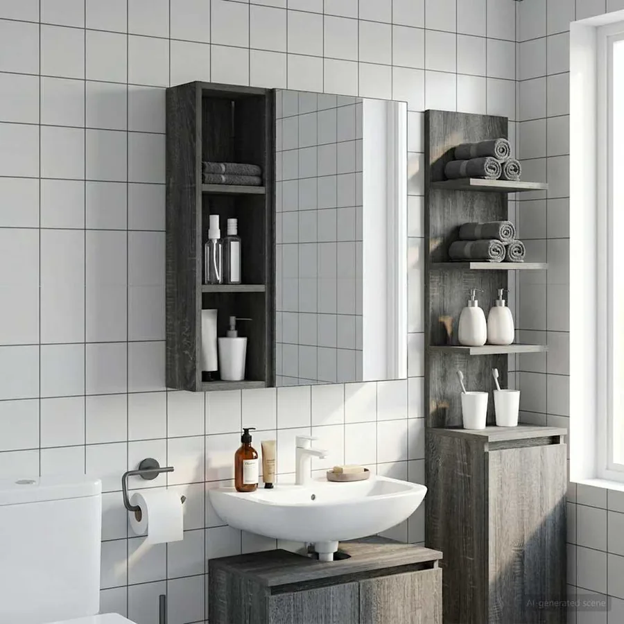 Armoire murale de salle de bain Gris Sonoma 20 x 14 x 70 cm