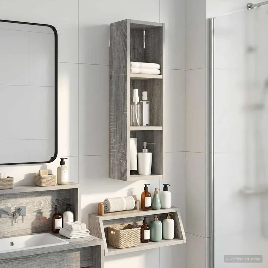 Armoire murale de salle de bain Gris Sonoma 20 x 14 x 70 cm - 4