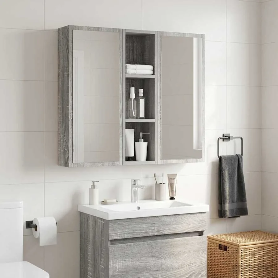 Armoire murale de salle de bain Gris Sonoma 20 x 14 x 70 cm - 5