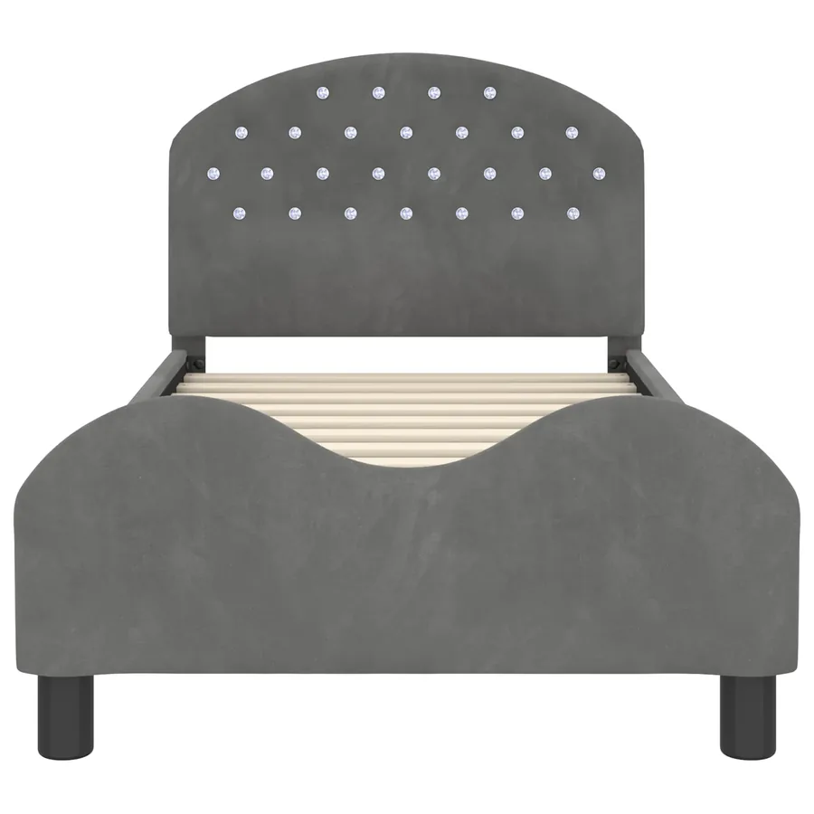 Cadre de lit pour enfants avec tête de lit Gris foncé Velours - 5