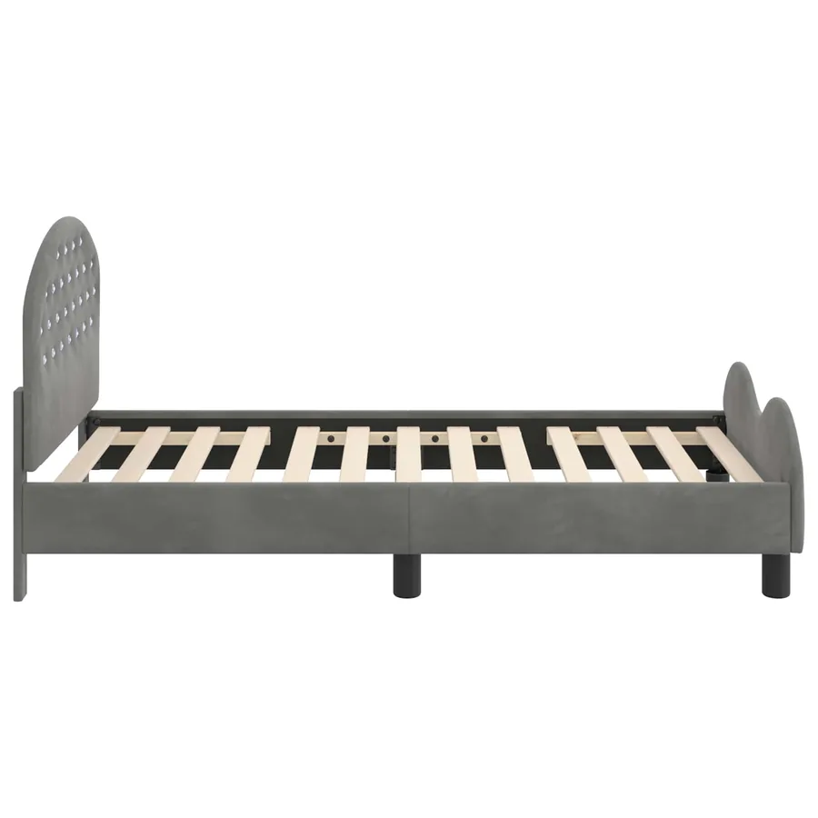 Cadre de lit pour enfants avec tête de lit Gris foncé Velours - 6