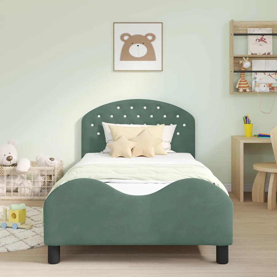 Cadre de lit pour enfants avec tête de lit Vert Mer 90 x 200 cm - 3