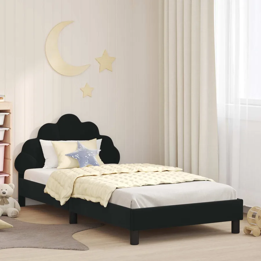 Cadre de lit pour enfants avec tête de lit Noir 90 x 200 cm