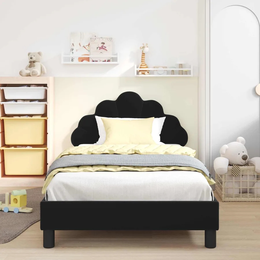 Cadre de lit pour enfants avec tête de lit Noir 90 x 200 cm - 3