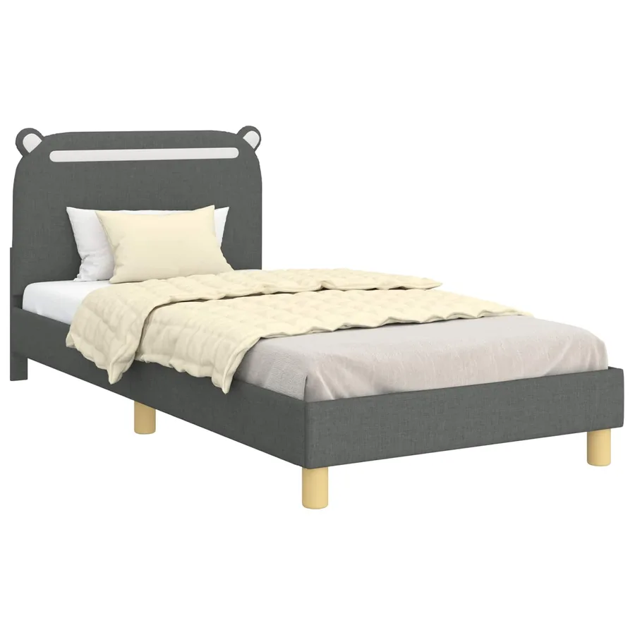 Cadre de lit pour enfants avec tête de lit Gris foncé Tissu - 2