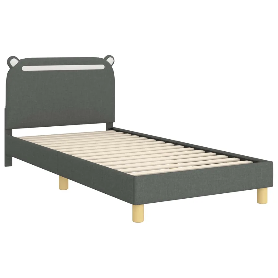 Cadre de lit pour enfants avec tête de lit Gris foncé Tissu - 4