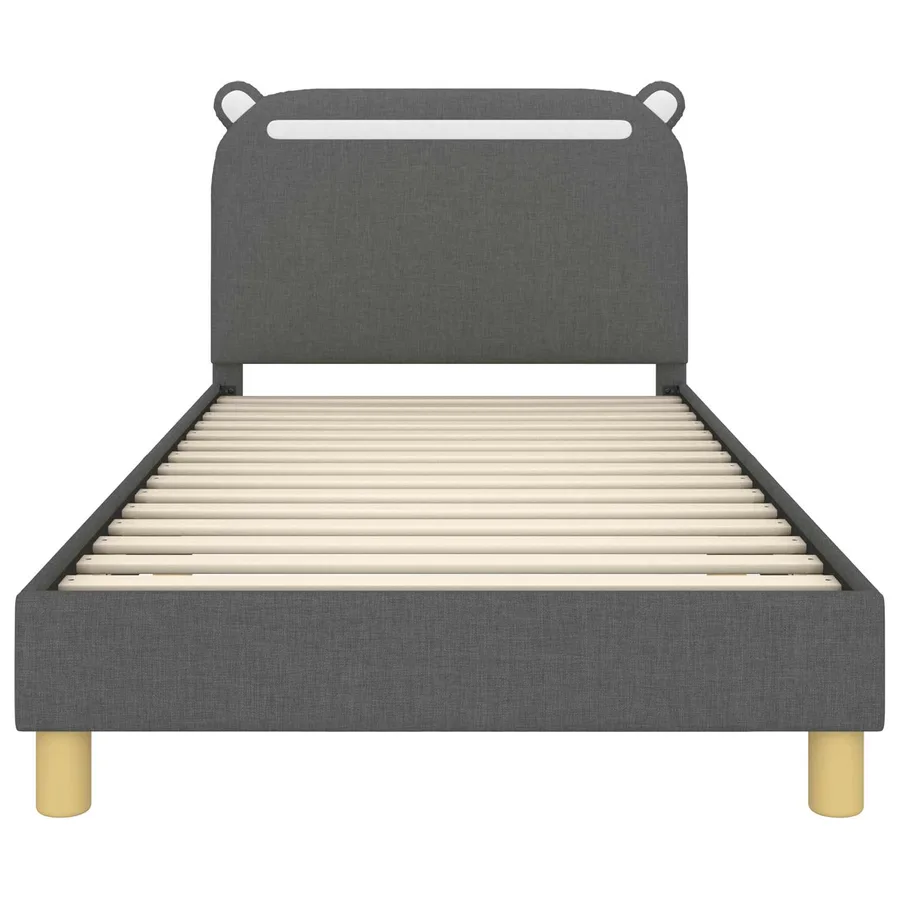 Cadre de lit pour enfants avec tête de lit Gris foncé Tissu - 5