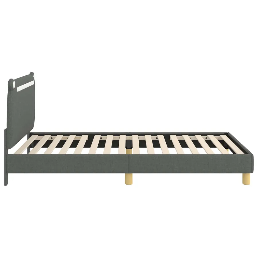 Cadre de lit pour enfants avec tête de lit Gris foncé Tissu - 6