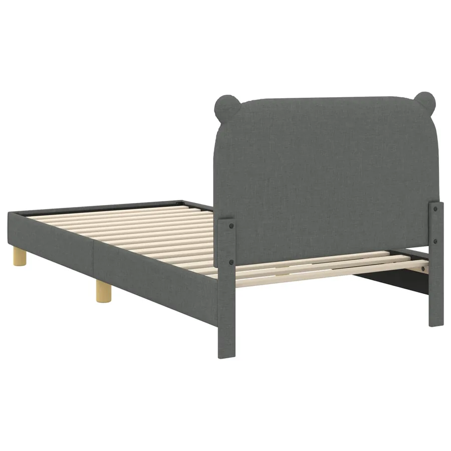 Cadre de lit pour enfants avec tête de lit Gris foncé Tissu - 7