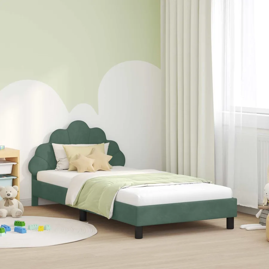 Cadre de lit pour enfants avec tête de lit Vert Mer 80 x 200 cm