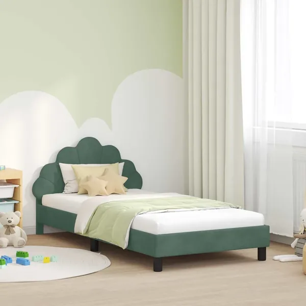 Cadre de lit pour enfants avec tête de lit Vert Mer 80 x 200 cm