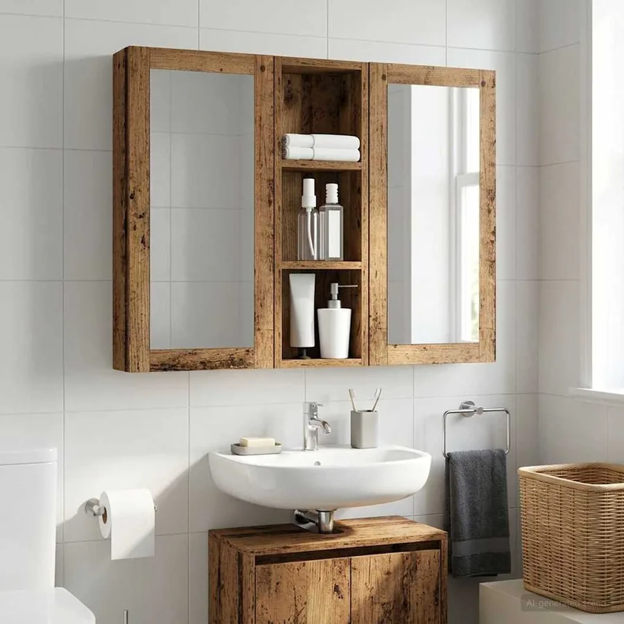 Armoire murale de salle de bain Bois ancien 20 x 10 x 60,5 cm