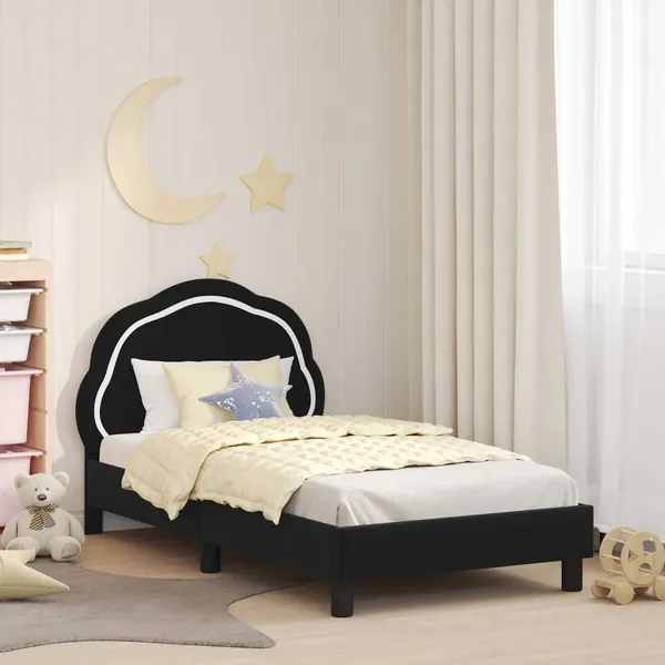 Cadre de lit pour enfants avec tête de lit Noir 80 x 160 cm