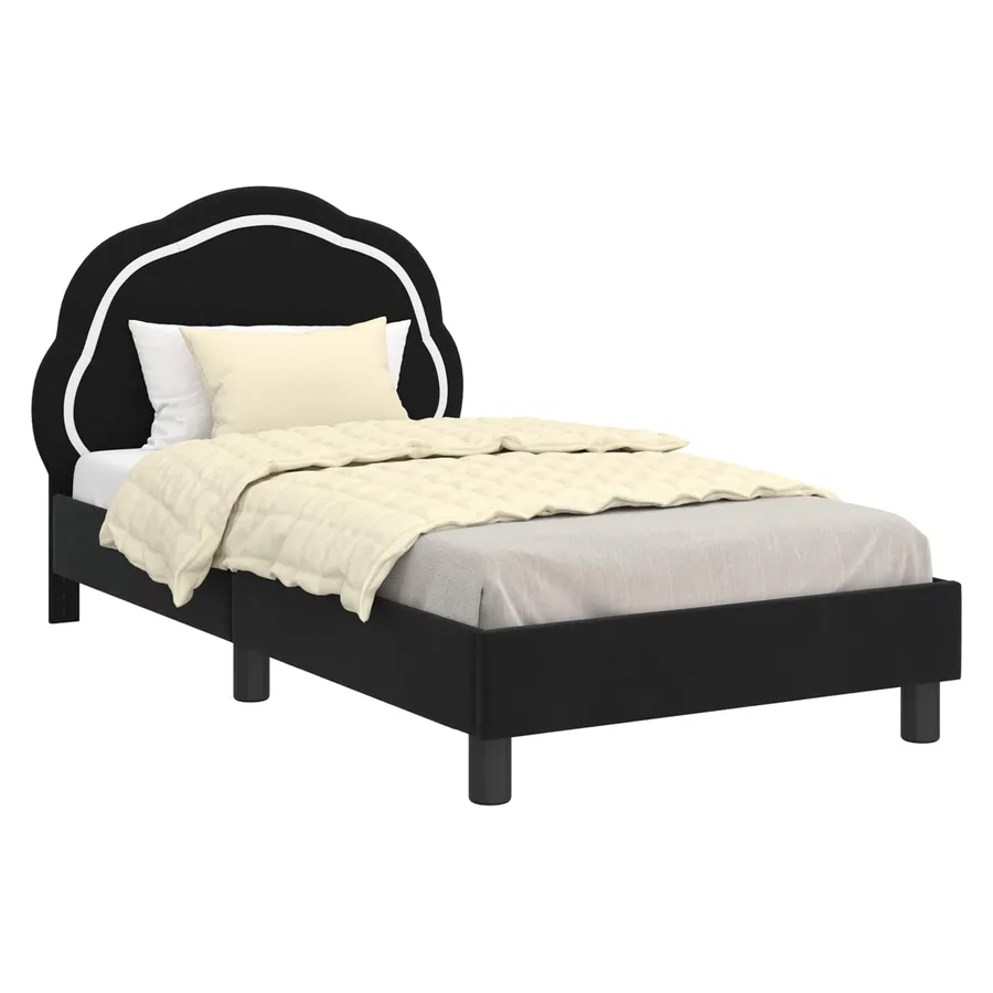 Cadre de lit pour enfants avec tête de lit Noir 80 x 160 cm - 2