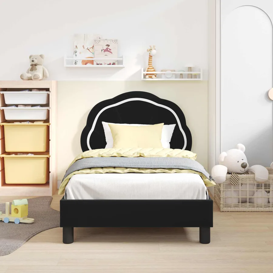 Cadre de lit pour enfants avec tête de lit Noir 80 x 160 cm - 3