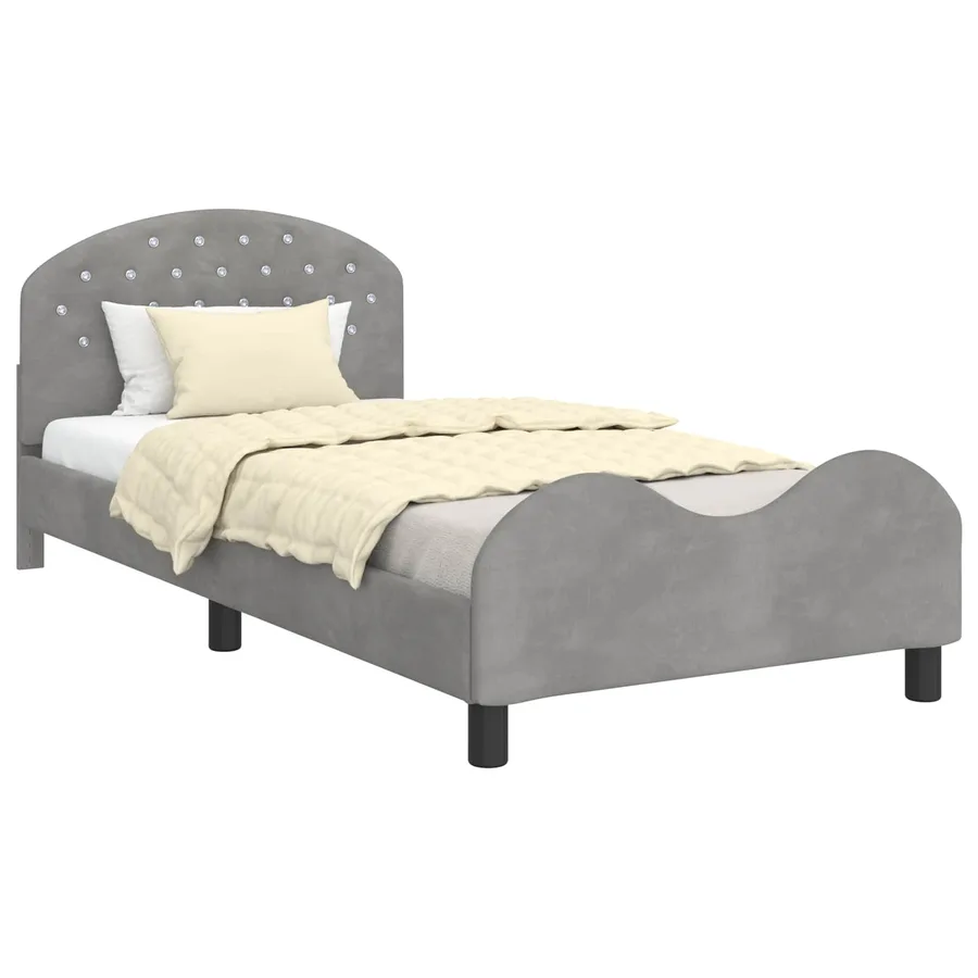Cadre de lit pour enfants avec tête de lit Gris clair Velours - 2