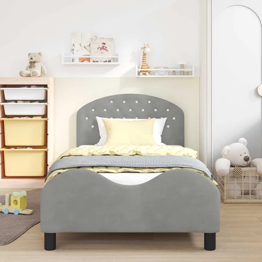 Cadre de lit pour enfants avec tête de lit Gris clair Velours - 3