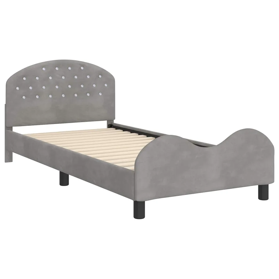 Cadre de lit pour enfants avec tête de lit Gris clair Velours - 4