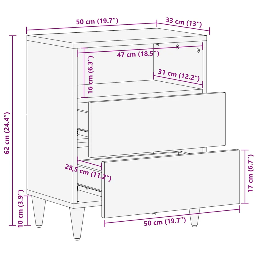 Table de chevet avec tiroir Multicolore 50 x 33 x 60 cm - 11