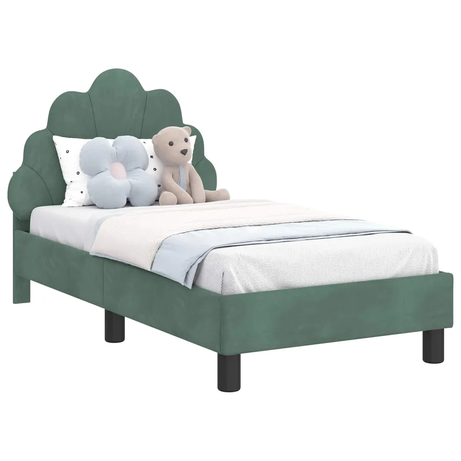 Cadre de lit pour tout-petit avec tête de lit Vert Mer Velours - 2
