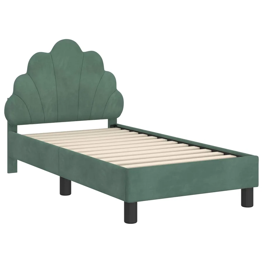 Cadre de lit pour tout-petit avec tête de lit Vert Mer Velours - 4