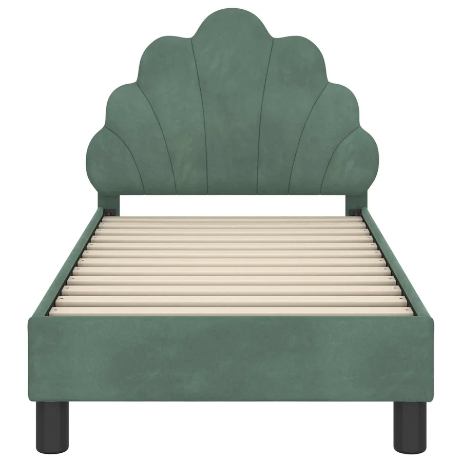 Cadre de lit pour tout-petit avec tête de lit Vert Mer Velours - 5