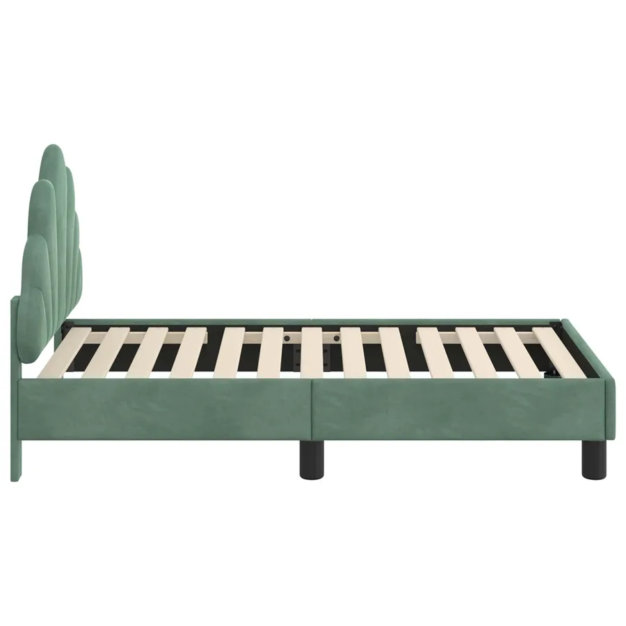 Cadre de lit pour tout-petit avec tête de lit Vert Mer Velours - 6
