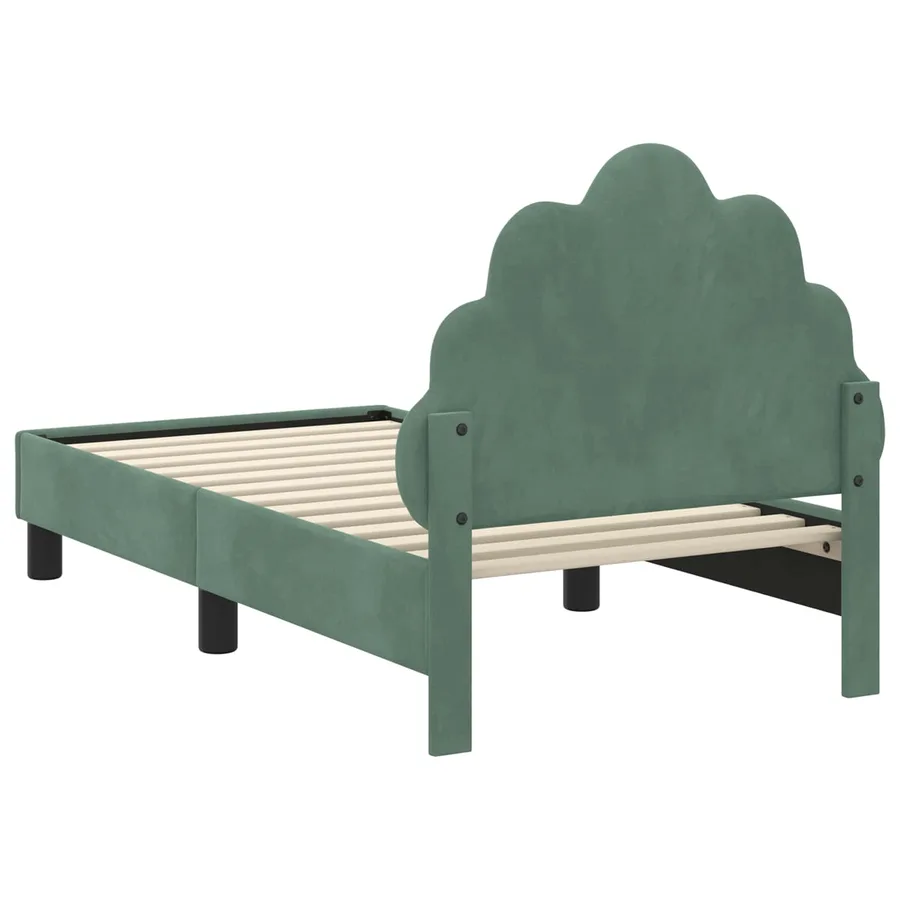 Cadre de lit pour tout-petit avec tête de lit Vert Mer Velours - 7