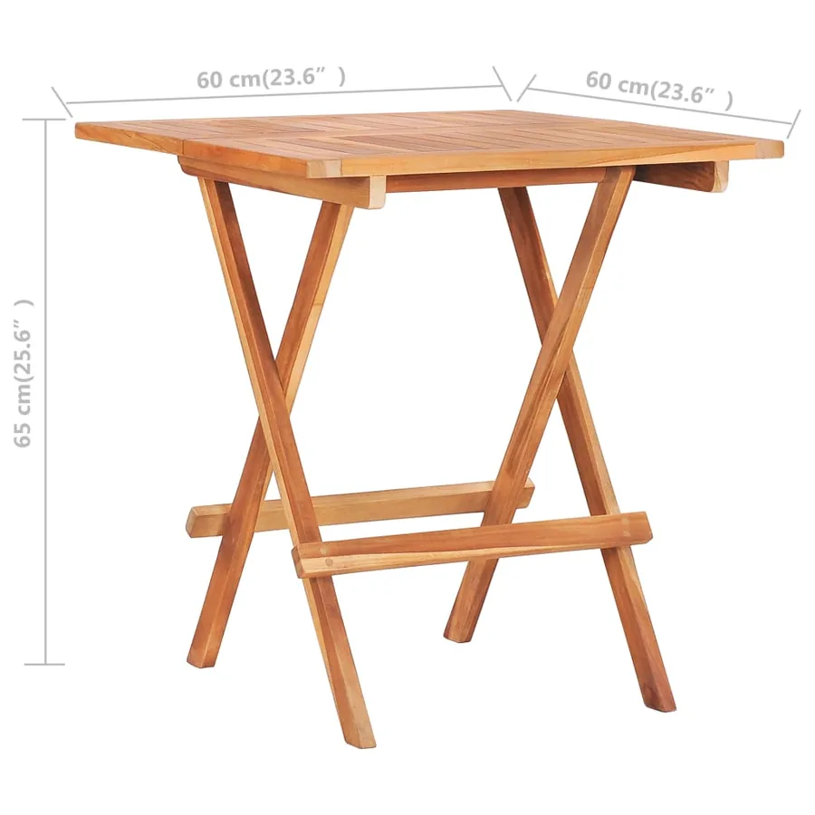 Table de bistro pliable 60x60x65 cm Bois de teck solide - 7