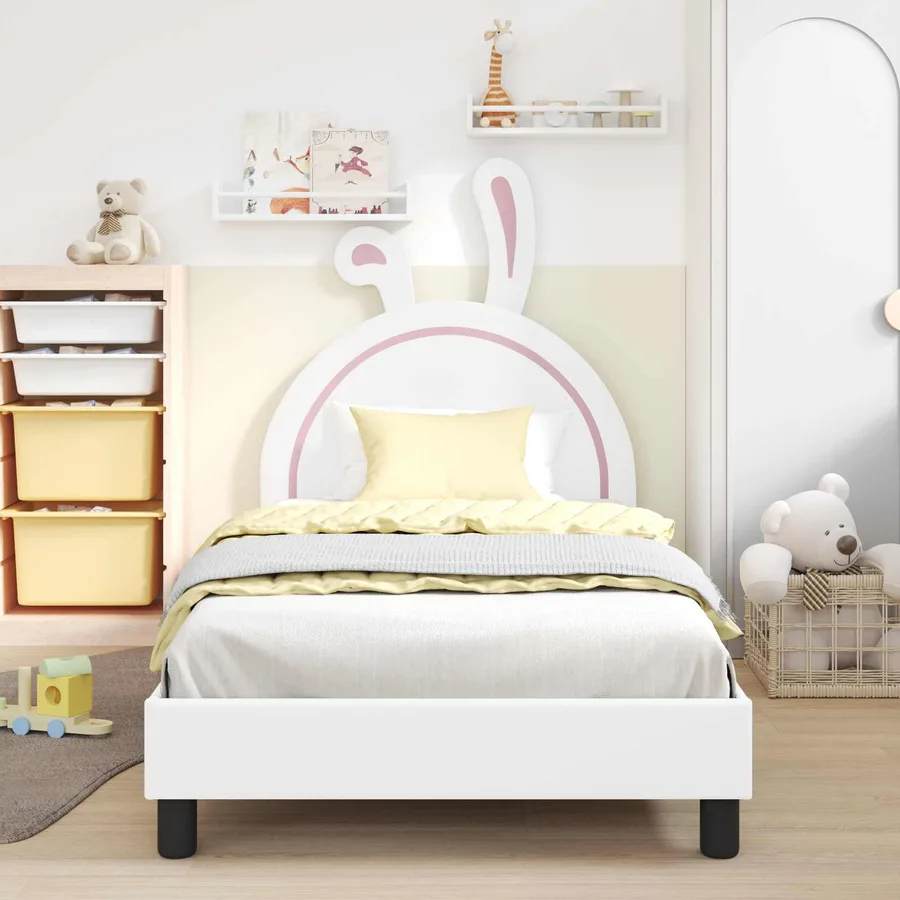 Cadre de lit pour enfants avec tête de lit Blanc 90 x 190 cm PU - 3