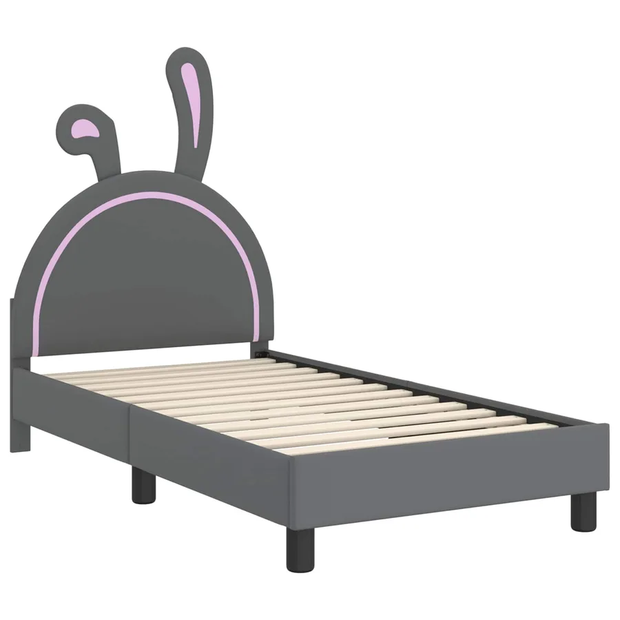 Cadre de lit pour enfants avec tête de lit Gris clair PU - 4
