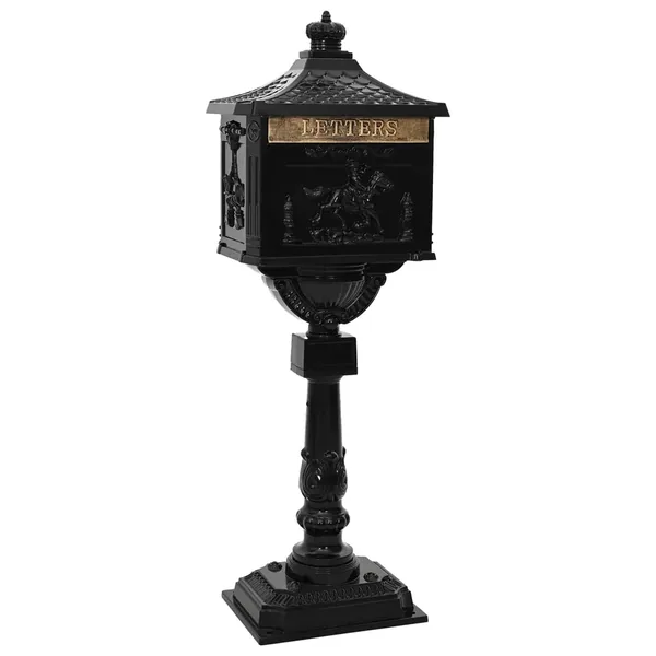 Boîte aux Lettres Debout avec porte Noir 42,5 x 29,5 x 117 cm